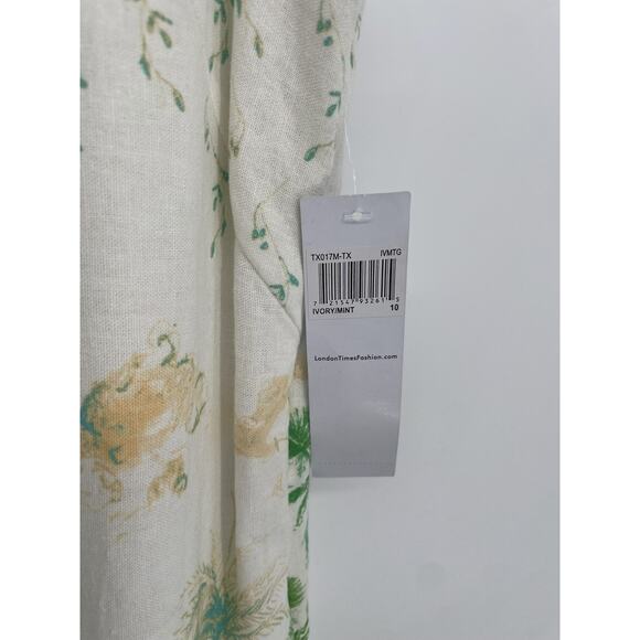 NWT London Times Shift Dress Size 10 Tropical Print Linen Pockets Sleeveless - Picture 11 of 11
